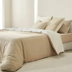 Linge de lit uni bicolore - coton 57 fils/cm²