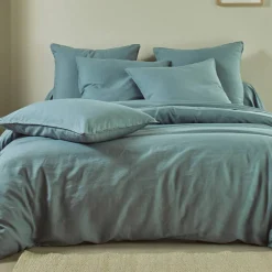 Linge de lit uni biface lin lavé / coton lavé