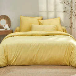 Linge de lit uni coton lavé