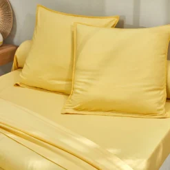 Linge de lit uni coton lavé