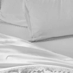 Linge de lit uni dentelle coton