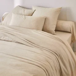Linge de lit uni en bambou et en lin**