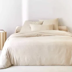 Linge de lit uni en bambou et en lin**