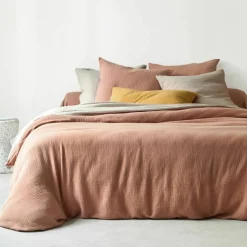 Linge de lit uni en triple gaze de coton