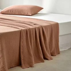 Linge de lit uni en triple gaze de coton