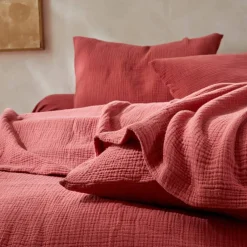 Linge de lit uni en triple gaze de coton
