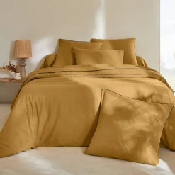 Linge de lit uni flanelle passepoil contrasté, collection 