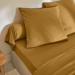 Linge de lit uni flanelle passepoil contrasté, collection 
