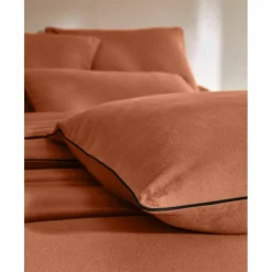 Linge de lit uni flanelle passepoil contrasté, collection 