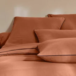 Linge de lit uni flanelle passepoil contrasté, collection 