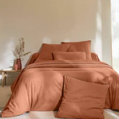 Linge de lit uni flanelle passepoil contrasté, collection 