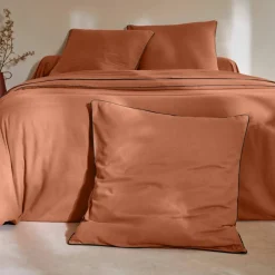 Linge de lit uni flanelle passepoil contrasté, collection 