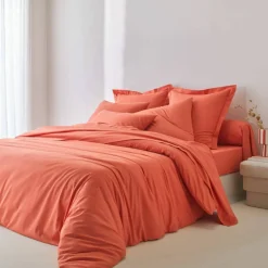 Linge de lit uni polyester-coton Colombine
