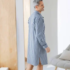 Liquette pyjama rayures flanelle coton