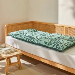Long coussin de sol imprimé feuillage