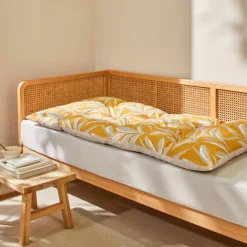 Long coussin de sol imprimé feuillage