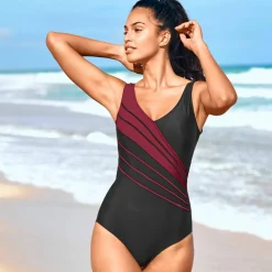 Maillot de bain 1 pièce à bandes