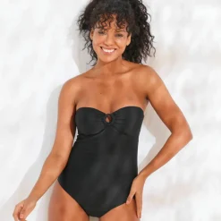 Maillot de bain 1 pièce bustier Solaro uni , bretelles amovibles