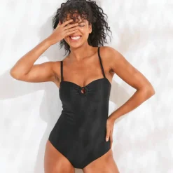 Maillot de bain 1 pièce bustier Solaro uni , bretelles amovibles