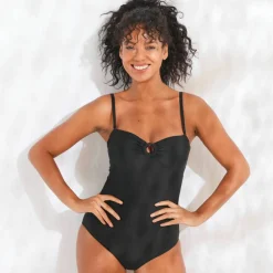 Maillot de bain 1 pièce bustier Solaro uni , bretelles amovibles