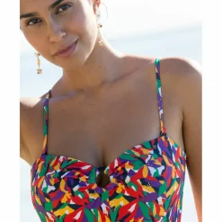 Maillot de bain 1 pièce bustier Toboki imprimé, bretelles amovibles