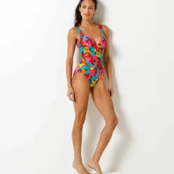 Maillot de bain 1 pièce forme foulard imprimé Cayetana - sans armatures