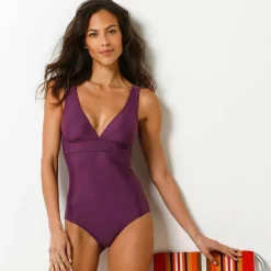 Maillot de bain 1 pièce forme foulard uni Solaro - sans armatures