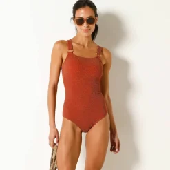 Maillot de bain 1 pièce maille texturée côtelée