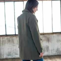 Manteau caban boutonné uni