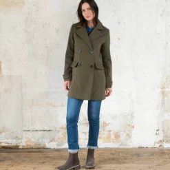 Manteau caban boutonné uni