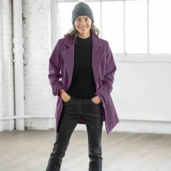 Manteau caban boutonné uni