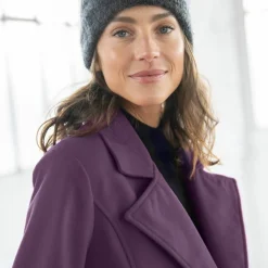 Manteau caban boutonné uni