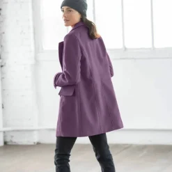 Manteau caban boutonné uni