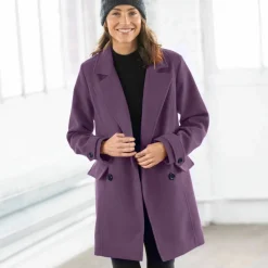 Manteau caban boutonné uni
