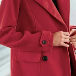 Manteau caban boutonné uni