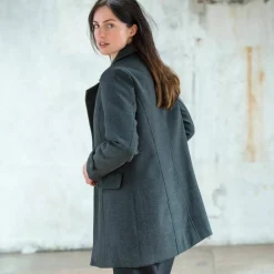 Manteau caban boutonné uni