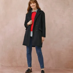 Manteau mi-long à col tailleur, boutonnage croisé