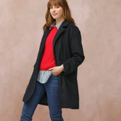 Manteau mi-long à col tailleur, boutonnage croisé