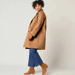 Manteau mi-long à col tailleur, boutonnage croisé