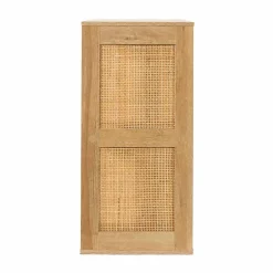 Meuble de rangement 4 cases, bois et rotin