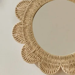 Miroir fleur en rotin