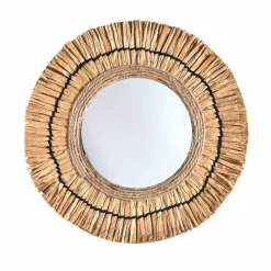 Miroir mural rond effet raphia