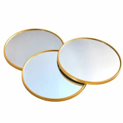 Miroir rond contour coloris doré - lot de 3