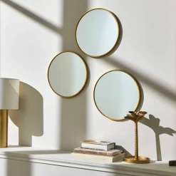 Miroir rond contour coloris doré - lot de 3