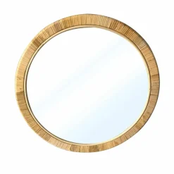 Miroir rond en rotin