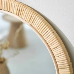 Miroir rond en rotin