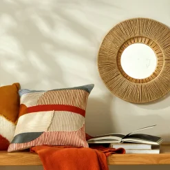Miroir rond en rotin