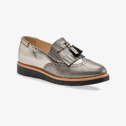 Mocassins compensés à franges et pompons