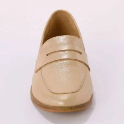 Mocassins cuir irisé doré