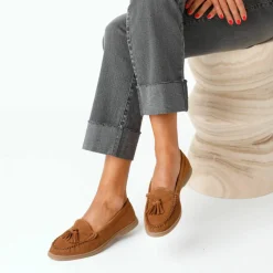 Mocassins cuir pompons